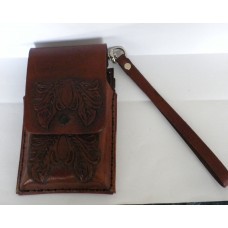 Handmade Smartphone Pouch With Credit Card Compartments Medium Brown.